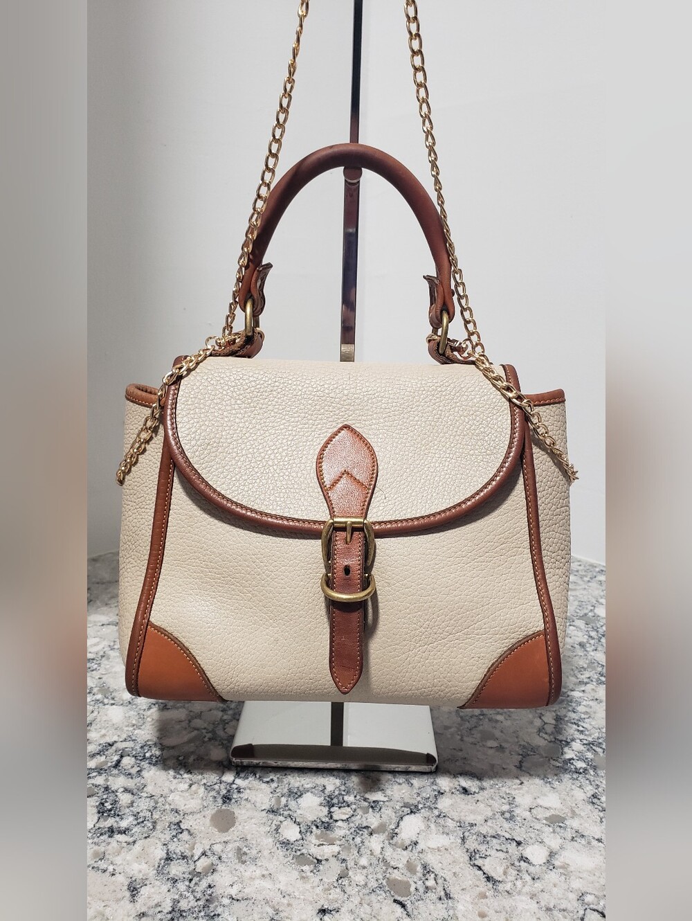 Vintage 1990s Dooney & Bourke Small All-Weather Leather Carpet Bag - Picture 2 of 16
